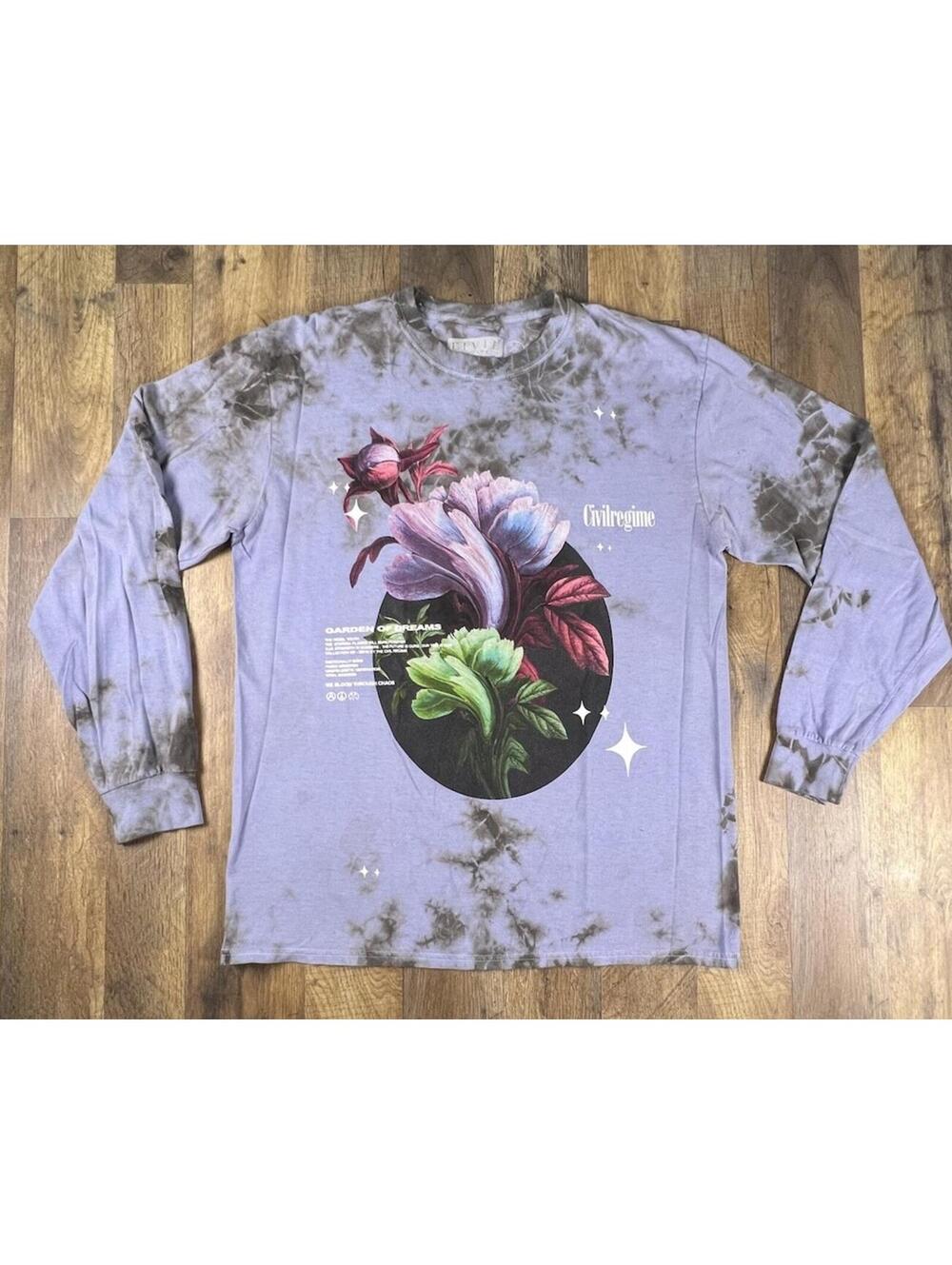 Civil Regime Garden Of Dreams Double Sided Long Sleeve Tie Dye T Shirt Men's M
